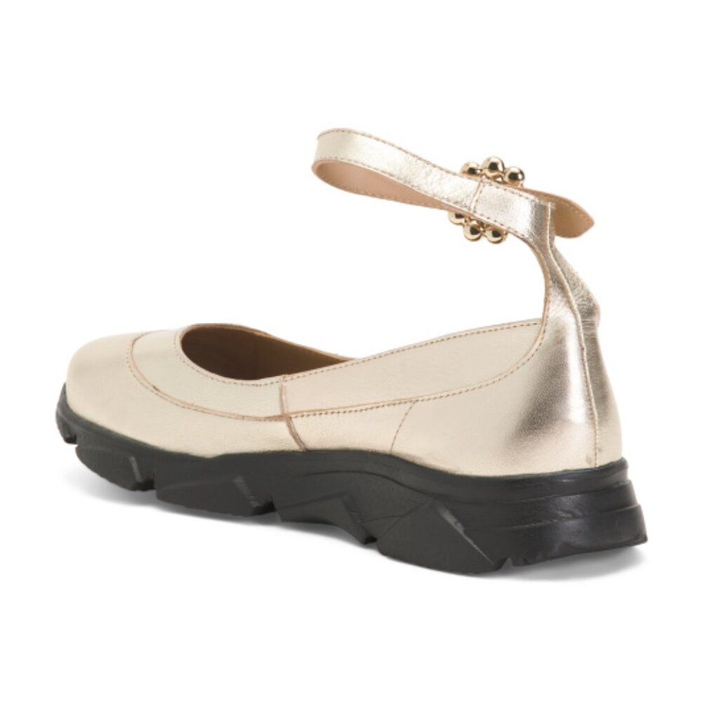 NEW FREE PEOPLE Leather Adventure Ballet Sneakers in gold for women 0126 4m2 - Picture 6 of 8